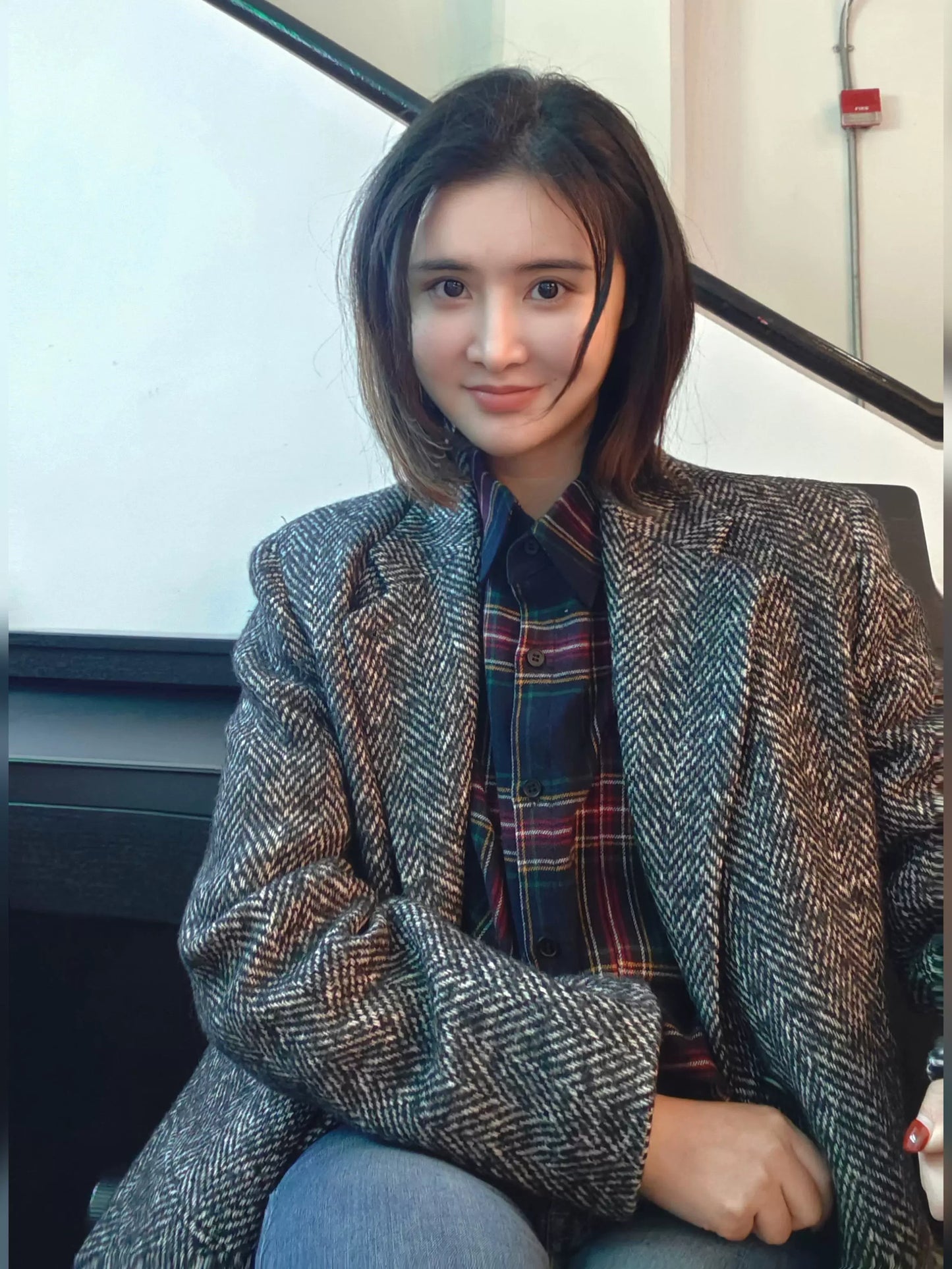 【喜瑞斯】chenyifaer logo格子衬衫中性风男女同款百搭高级质感